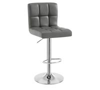 WOLTU Taburete de Bar Giratorio con Respaldo y Reposapies, Taburete Alto Cocina de Altura Regulable, Piel Sintética, Gris