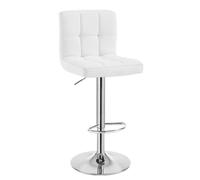 WOLTU Taburete de Bar Giratorio con Respaldo y Reposapies, Taburete Alto Cocina de Altura Regulable, Piel Sintética, Blanco