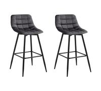 WOLTU Taburete de Bar Juego de 2 con Respaldo, Terciopelo, Gris Oscuro | con Reposapies, para Comedor, Salón y Cafetería, Marco de Metal