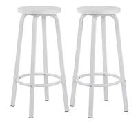 WOLTU Taburete de Bar Juego de 2, Estructura de Metal, Blanco | Taburete Alto Cocina para Salon Cocina, Asiento de MDF