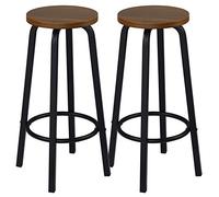 WOLTU Taburete de Bar Juego de 2, Estructura de Metal, Marrón Oscuro | Taburete Alto Cocina para Salon Cocina, Asiento de MDF