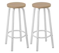 WOLTU Taburete de Bar Juego de 2, Estructura de Metal, Roble Claro | Taburete Alto Cocina para Salon Cocina, Asiento de MDF