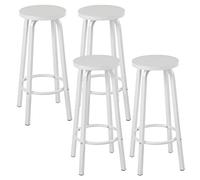 WOLTU Taburete de Bar Juego de 4, Estructura de Metal, Blanco | Taburete Alto Cocina para Salon Cocina, Asiento de MDF