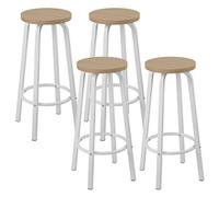 WOLTU Taburete de Bar Juego de 4, Estructura de Metal, Roble Claro | Taburete Alto Cocina para Salon Cocina, Asiento de MDF