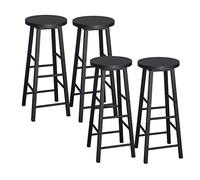 WOLTU Taburete de Bar Juego de 4, Taburete Alto Cocina con Reposapies, para Salon Cocina Estructura de Metal, Asiento de MDF, Negro