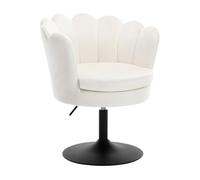 WOLTU Taburete de Tocador con Respaldo Forma Flor,Terciopelo, Crema
