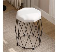 WOLTU Taburete de Tocador, Silla de Maquillaje para Tocador, Taburete Bajo para Dormitorio Salon, Taburete de Terciopelo, Estructura de Metal, 30x30x44 cm, Negro + Blanco, MB6111wsz