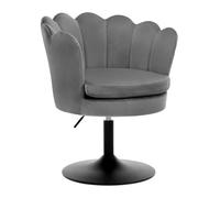WOLTU Taburete de Tocador, Taburete de Maquillaje con Respaldo Forma Flor para Tocador, Dormitorio y Salón, Altura Ajustable 43-55cm, Terciopelo, Gris Oscuro