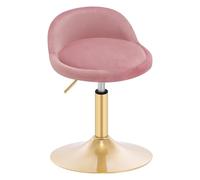 WOLTU Taburete Giratorio, Taburete Bajo con Respaldo, Altura Ajustable 42,5-58 cm, para Tocador, Comedor y Cocina, Base Metáica, Rosa + Dorado, BH425rs-1
