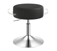 WOLTU Taburete Maquillaje Redondo Giratorio PU, Negro | Altura Ajustable 44-56 cm, Base Redonda de Metal, para Tocador, Dormitorio, Oficina en Casa y Salón