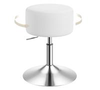WOLTU Taburete Tocador Redondo, Silla de Maquillaje Giratoria, con Altura Ajustable para Salón, Cafetería y Bistro, Asiento Tapizado en Pana, Blanco, BH409ws-1