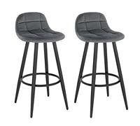 WOLTU Taburetes Altos de Cocina con Respaldo, Set 2, Gris Oscuro | Taburetes con Reposapiés, Asiento Tapizado en Terciopelo, Patas Metálicas, Altura de Asiento 70 cm