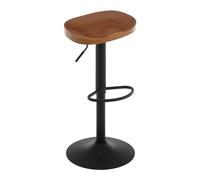 WOLTU Taburetes Altos de Cocina, Regulable en Altura，Marrón | Giratorio con Reposapiés, Asiento de Madera, para Zona de Bar, Cocina, Base Metalico