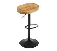 WOLTU Taburetes Altos de Cocina, Regulable en Altura，Marrón Rústico | Giratorio con Reposapiés, Asiento de Madera, para Zona de Bar, Cocina, Base Metalico