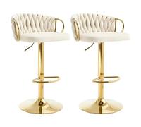 WOLTU Taburetes Altos de Cocina Set 2 Altura Ajustable, Crema