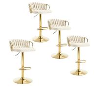 WOLTU Taburetes Altos de Cocina Set 4 Altura Ajustable, Crema