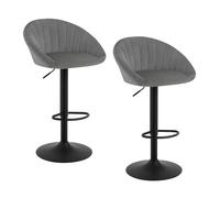 WOLTU Taburetes Bar Giratorios Juego de 2, Taburete Alto Cocina con Respaldo y Reposapiés, Terciopelo, Gris Oscuro