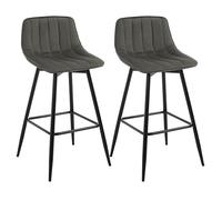 WOLTU Taburetes Cocina, Set de 2 Taburetes Bar, Taburetes con Respaldo para Bar, Bistro y Isla Cocina, Terciopelo, Gris Oscuro