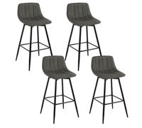 WOLTU Taburetes Cocina, Set de 4 Taburetes Bar, Taburetes con Respaldo para Bar, Bistro y Isla Cocina, Terciopelo, Gris Oscuro