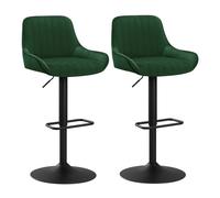 WOLTU Taburetes de Bar Giratorio en Terciopelo Set 2, Verde Oscuro