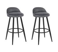 WOLTU Taburetes de Bar Juego de 2 con Reposapiés Terciopelo, Gris Oscuro | Estructura de Metal, para Comedor, Salón y Cafetería