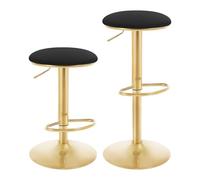 WOLTU Taburetes de Bar Juego de 2 con Reposapies Terciopelo, Negro | para Comedor, Salón y Cafetería