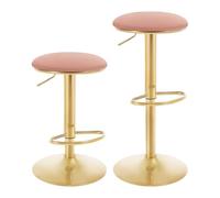 WOLTU Taburetes de Bar Juego de 2 con Reposapies Terciopelo, Rosa | para Comedor, Salón y Cafetería