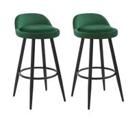 WOLTU Taburetes de Bar Juego de 2 con Reposapiés Terciopelo, Verde Oscuro | Estructura de Metal, para Comedor, Salón y Cafetería