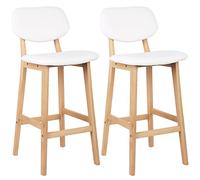 WOLTU Taburetes de Bar Juego de 2, Taburete Alto Cocina con Acolchado Asiento y Respaldo, Blanco