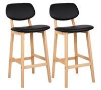 WOLTU Taburetes de Bar Juego de 2, Taburete Alto Cocina con Acolchado Asiento y Respaldo, Negro