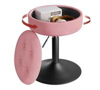 WOLTU Taburetes de Tocador, Taburetes Giratorios Bar, Tapa Extraible, Altura Ajustable, para Salon y Dormitorio, Rosa