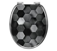 WOLTU Tapa Asiento Inodoro con Cierre Suave, Tapa WC para Inodoro de Forma O, Tapa Inodoro MDF de Montaje Inferior, con Bisagras Ajustables para Agujeros entre 13-17,5 cm