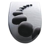 WOLTU Tapa WC con Cierre Lento y Liberación Rapida, de Forma O, Termoplástico, Montaje Superior o Inferior, con Bisagras Ajustables entre 10-18.5 cm, WS2499