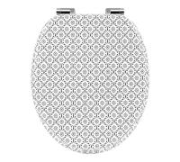 WOLTU Tapa WC Inodoro, Asiento Inodoro de Cierre Suave, Tapa Inodoro con Liberación Rápida y Bisagras Ajustables, Forma O, de MDF, Accesorios Mejorados para Varios Tipos de Tazas, Patrones modernos
