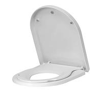 WOLTU Tapa WC Universal Forma de D, Asiento de Inodoro de Cierre Suave con Liberación Rápida para una Fácil Limpieza,Toilet Seat Para Familia y Baño, Blanco