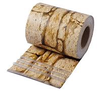WOLTU Tiras de Pantalla de Privacidad de PVC de 450 g/m², Rollo de Valla Opaca contra el Viento y Sol 19cm x 35m, Valla de Protección para Jardín Balcón Terraza, 25 Tiras de Sujeción, Patrón de Piedra