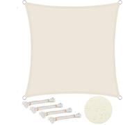 WOLTU Toldo Vela Impermeable Cuadrado 3x3 m Poliéster Protección Rayos UV Intemperie para Patio Exteriores Jardín Color Arena Crema