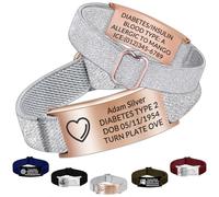WolunLi Pulsera de alerta médica personalizada - Pulsera de identificación de emergencia personalizada con grabado, correa de nylon ajustable, regalos para mujeres/hombres, 4.3-8.3 inches, No es una