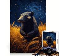 Wolverine en un Campo Dorado bajo un Cielo Estrellado Rompecabezas para Adultos de 1000 Piezas Pensamiento Claro y Relajante Bordes precisos (50x75cm)