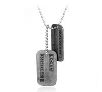 Wolverine Logan - Etiquetas de perro de doble cara en cadena de 20 pulgadas para disfraz de cosplay, placas militares de acero inoxidable para perro
