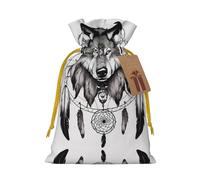 Wolves And Dream Catchers02 - Bolsas de regalo con cordón impreso para fiestas, caramelos, regalos de Navidad, decoración de vacaciones