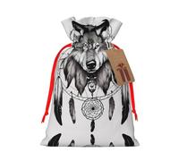 Wolves And Dream Catchers02 - Bolsas de regalo con cordón impreso para fiestas, caramelos, regalos de Navidad, decoración de vacaciones