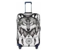 Wolves And Dream Catchers02 - Funda elástica lavable para maleta de viaje (antiarañazos, color blanco, pequeño), blanco, S