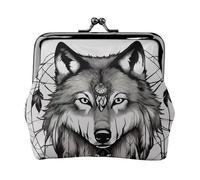 Wolves and Dream Catchers02 - Monedero para mujer, monedero pequeño con cierre de beso, para monedas, tarjetas, objetos pequeños