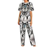 Wolves And Dream Catchers03 - Conjunto de pijama para mujer, estampado de
