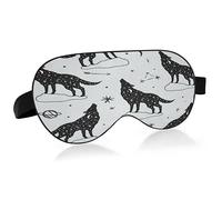 Wolves and Moon and Stars Sleep Mask Lightweight Soft Breathable Eye Mask with Adjustable Strap Blackout Eye Mask for Women Men for Travel Night Sleeping