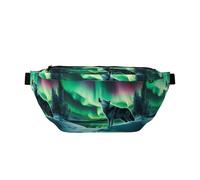 Wolves Howl In The Northern Lights - Elegante riñonera cruzada - Bolsa de viaje versátil y compacta para almacenamiento manos libres, Black, Talla única