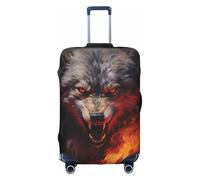 Wolves in The Flame Roar - Protector elástico de maleta con cremallera de doble cara para viajes, negocios, 18-32 pulgadas, White, S