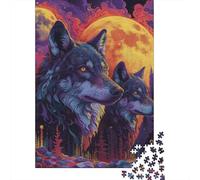 Wolves in The Moonlight Jigsaw Puzzles Puzzles for Adults Kids. 1000 Piece Great Gifts Challenge Toy Educational Games Home Decoration for Adults& Kids Age 14 Years Up 1000pcs (75x50cm)