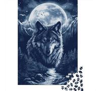 Wolves in The Moonlight Jigsaw Puzzles Puzzles for Adults Kids. 1000 Piece Impossible Challenge Toy Educational Game Home Decoration for Educational Games Gifts 1000pcs (75x50cm)